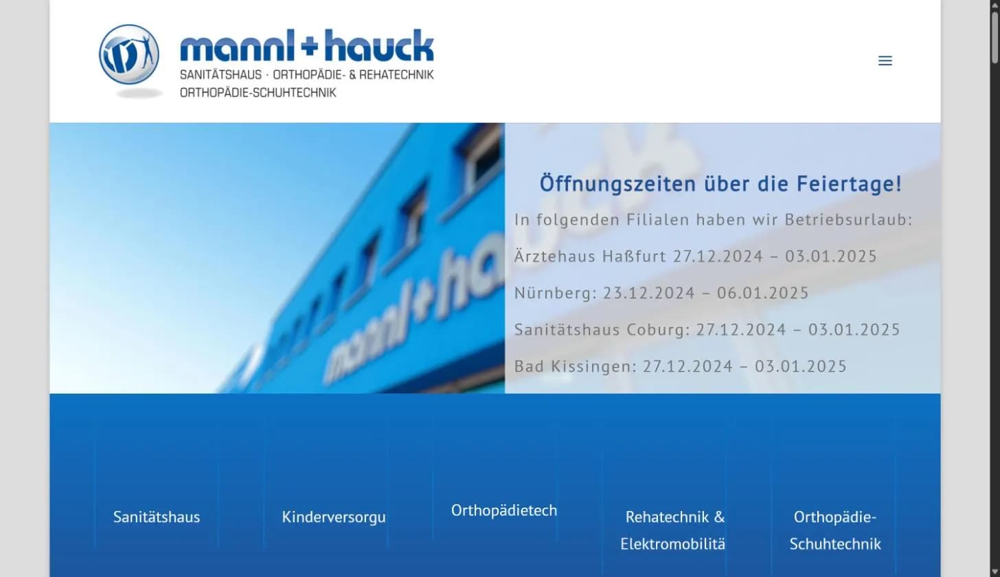 Website von mannl + hauck im Jahr 2024 (Internet Archive)
